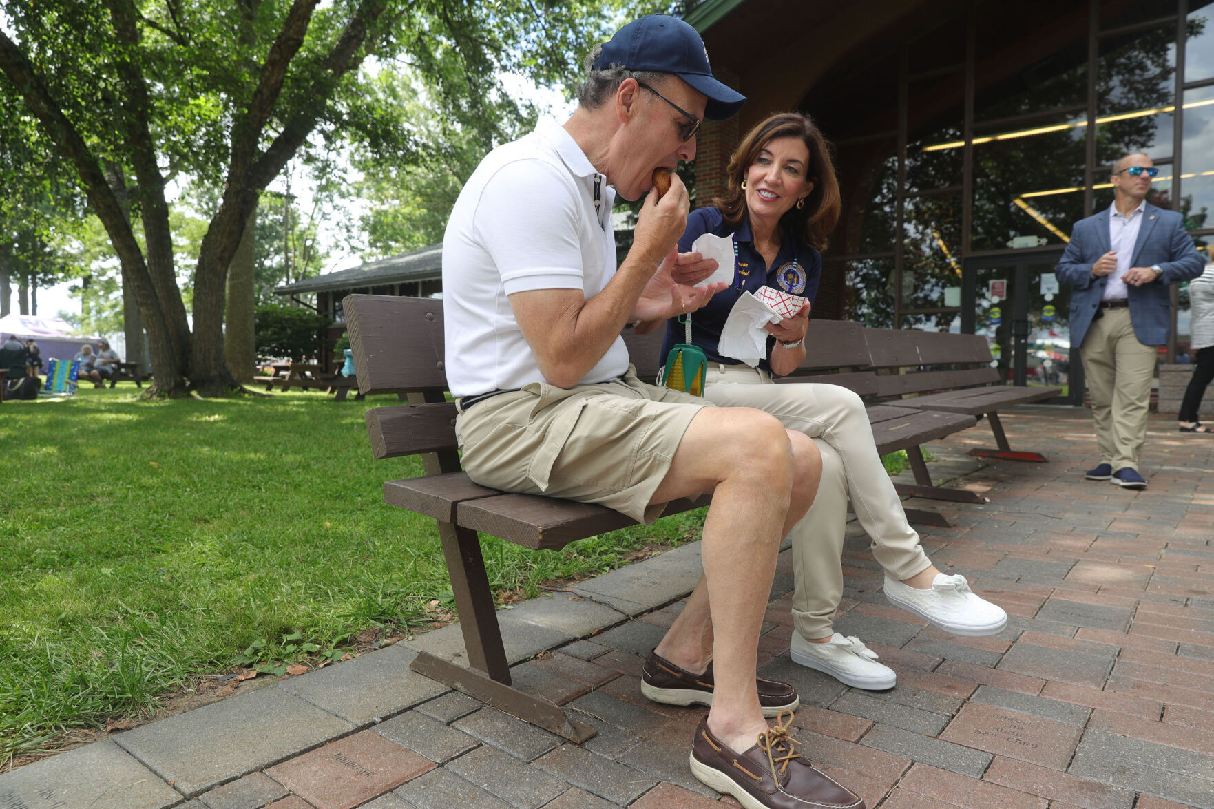 Bill Hochul and wife Kathy Hochul enjoy fried cookie dough.
